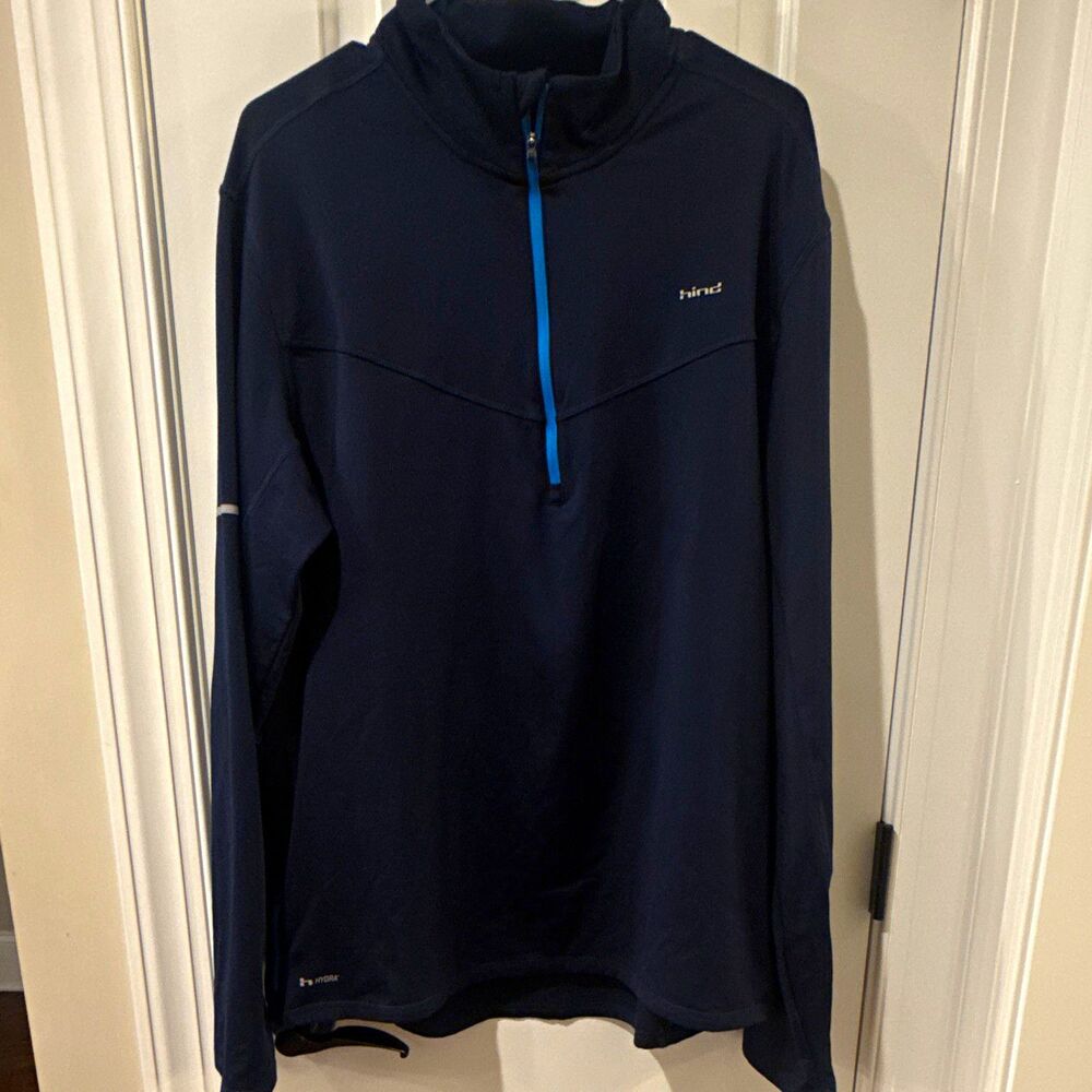 Hind Hydra Men's 1/4 Zip Long Sleeve Mock Neck Running Pullover Navy XL